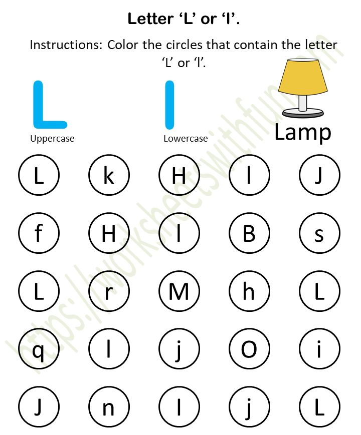 Find Pictures That Begins With The Letter L Worksheet